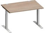 Schäfer Shop Genius Schreibtisch MODENA FLEX, Rechteck, T-Fuß Rechteckrohr, B 1200 x T 800 x H 650-850 mm, Eiche/weißalu