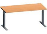 Schäfer Shop Genius Schreibtisch MODENA FLEX, Rechteck, T-Fuß Rechteckrohr, B 1600 x T 800 x H 650-850 mm, Buche/anthrazit