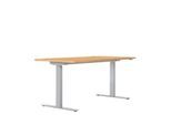 Schreibtisch ERGO DRIVE ED 470, elektrisch höhenverstellbar, Rechteck, T-Fuß, B 1600 x T 800 x H 692-1147 mm, Buche/lichtgrau