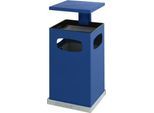 Ascher-Papierkorb mit abnehmbarem Dach, 70 Liter, B 395 x T 395 x H 910 mm, enzianblau RAL 5010