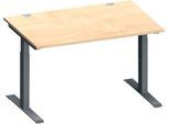 Schäfer Shop Genius Schreibtisch MODENA FLEX, Rechteck, T-Fuß Rechteckrohr, B 1200 x T 800 x H 650-850 mm, Ahorn/anthrazit