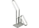 Bügelparker, 1-seitig, für Reifen bis B 55 mm, B 220 x T 440 x H 450 mm, Stahl feuerverzinkt, 1 Einstellplatz, montiert