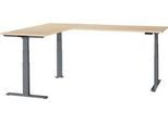 Schäfer Shop Genius Winkelschreibtisch Modena Flex, elektrisch höhenverstellbar, 90° Winkel beidseitig, B 2000 x T 2400 mm, Ahorn/anthrazit