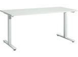 Schäfer Shop Select Schreibtisch Start Off, T-Fuß, Rechteck, Stahl/Holz, B 1600 x T 800 x H 735 mm, lichtgrau