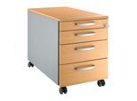 Schäfer Shop Genius Rollcontainer 1233, mit Griff rund, B 435 x H 577 mm, weißalu/weißalu/Buche-Dekor