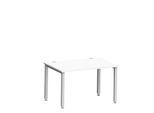 Schreibtisch MODENA FLEX, Rechteck, 4-Fuß Quadratrohr, B 1200 x T 800 x H 720-820 mm, weiß/weißaluminium
