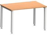 Schreibtisch MODENA FLEX, Rechteck, 4-Fuß Quadratrohr, B 1200 x T 800 x H 720-820 mm, Buche/weißaluminium