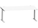 Schäfer Shop Genius Schreibtisch MODENA FLEX, C-Fuß-Rechteckrohr, B 2000 x T 1000 mm, weiß/weißalu