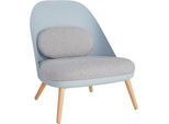 Lounge Sessel, 4-Fuß, B 700 x T 655 x H 755 mm, gepolstert, Sitzschale blaugrau