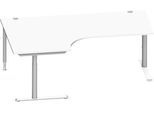 Schäfer Shop Genius Winkelschreibtisch MODENA FLEX 90°, Ansatz links, C-Fuß-Rundrohr, B 2000 mm, weiß/weiß