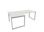 Schäfer Shop Genius Winkelschreibtisch MODENA FLEX, 90°, Bügelfuß, Ansatz links, B 2000 mm, lichtgrau