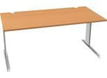 Schäfer Shop Pure Schreibtisch PLANOVA BASIC, Rechteck, C-Fuß, B 1600 x T 800 x H 717 mm, Buche/weiß + Kabelkanal