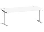 Schäfer Shop Genius Schreibtisch MODENA FLEX, T-Fuß-Rundrohr, B 2000 x T 1000 mm, weiß/weißalu