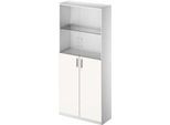 Schäfer Shop Genius Kombischrank TETRIS SOLID, 6 OH, Glas- und Flügeltüren, B 1000 mm, abschließbar, Glas/weiß/weißalu