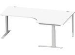 Schäfer Shop Genius Winkelschreibtisch MODENA FLEX 90°, C-Fuß-Rechteckrohr, B 2000 mm, Ansatz rechts, weiß/weißalu