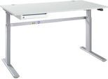 Schreibtisch STANDARD, elektrisch höhenverstellbar, B 1600 mm, lichtgrau/weißaluminium + OrgaWork Schublade
