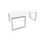 Schäfer Shop Genius Winkelschreibtisch MODENA FLEX, 90°, Bügelfuß, Ansatz links, B 2000 mm, weiß