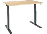 Schäfer Shop Select Schreibtisch ERGO-T 2.0, elektrisch höhenverstellbar, Rechteck, T-Fuß, B 1200 x T 800 x H 640-1300 mm, Ahorn/anthrazit