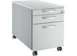 Schäfer Shop Select Rollcontainer 126, 1 Schublade, HR- & Utensilienauszug, runde Griffe, weißalu/lichtgrau/lichtgrau
