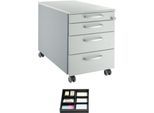 Schäfer Shop Select Rollcontainer 1233, Lichtgrau/Weißalu, inkl. Trennstegen für Schubladen