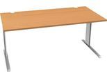 Schäfer Shop Pure Schreibtisch PLANOVA BASIC, Rechteck, C-Fuß, B 1600 x T 800 x H 717 mm, Buche/weißaluminium + Kabelkanal