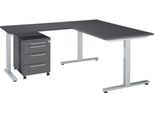 Schäfer Shop Select 3-tlg. Büromöbelset Schreibtisch Start Off, Rechteck, T-Fuß, B 1800 x T 800 x H 735 mm