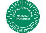 moedel Prüfplakette "Prüfung bestanden", Folie, Ø 30 mm, 10 Stück/Bogen, langlebig, gut sichtbar