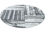 Teppich SANSIBAR "Keitum 010", grau, H:3mm Ø:100cm, Polyester, Teppiche, Teppich, Flachgewebe, modernes Holz Design, Motiv, gekreuzte Säbel