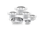 Fissler Kochtopfset Profi Collection, Silber, Metall, 6-teilig, 24 cm,20 cm,16 cm, 5 L,3 L,1.5 L,1 L, Messskala, backofengeeignet, breiter Schüttrand, Griffe werden nicht heiß, Kochen, Töpfe, Topfsets