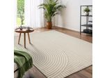Designteppich OTTO HOME "Eliaan 3D Optik/Hoch-Tief Effekt", beige, B:80cm H:14mm L:150cm, Polyester, Polypropylen (PP), Teppiche, hohe Flordichte und angenehm weich, Teppich Wohnzimmer Boho Design