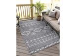Teppich CARPET CITY "In-& Outdoorteppich Santorini 435, 3D-Effekt, Boho-Look", grau (anthrazit), B:280cm H:5mm L:380cm, Polypropylen, Teppiche, Teppich, Wetterfest & UV-beständig für Terrasse, Balkon, Küche, Flur