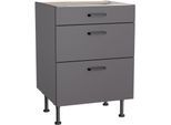 Unterschrank KOCHSTATION "KS-Paula", anthrazit, anthrazit, B:60cm H:87cm T:58,4cm, Schränke, Unterschrank, 60 cm breit, 87 cm hoch, mit 1 Schubkasten, 2 Auszügen