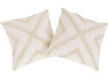 Dekokissen "Sidonie", beige (creme, unifarben), B:40cm L:40cm, Baumwolle, LEGER HOME BY LENA GERCKE, Dekokissen_Sitzkissen_Kissenhüllen, 2-er Set, Hoch-Tief Design, Kissenhüllen ohne Füllung, zwei Größen