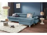 Ecksofa EXXPO - SOFA FASHION "Fiji, hochwertige Detailverarbeitung, Breite 292cm, L-Form", blau, B:292cm H:98cm T:167cm, Luxus-Kunstleder;Webstoff (100% Polyester);Webvelours (100% Polyester), Sofas, Ecksofa, bequem durch Kopf- und Armteilverstellung, wahlweise mit Bettfunktion