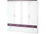 Kleiderschrank PRIESS, lila (weiß, brombeer), B:185cm H:193cm T:56cm, Holzwerkstoff, Schränke, Kleiderschrank Drehtürenschrank