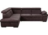Ecksofa EXXPO - SOFA FASHION "Salerno, Funktionssofa, hoher Sitzkomfort, Breite 268cm, L-Form", braun (dunkelbraun), B:268cm H:77cm T:204cm, NaturLeder;Primabelle-Microfaser (100% Polyester);Luxus-Kunstleder, Sofas, Ecksofa, inkl. Kopf- und Armteilverstellung, wahlweise mit Bettfunktion