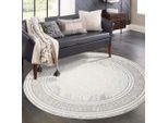 Teppich CARPET CITY "ANTIK209", grau, H:10mm Ø:200cm, Polyester, Teppiche, Teppich, Kurzflor, 3D-Optik, Klassisch-Modern für Wohnzimmer, Schlafzimmer