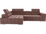 Ecksofa EXXPO - SOFA FASHION "Elias, aktuelle Kreuzsteppung im Sitz, bequem, Breite 307cm, L-Form", braun (hellbraun), B:307cm H:94cm T:201cm, Struktur ( 100% Polyester), Sofas, Ecksofa, mit Kopf- bzw. Rückenverstellung, wahlweise mit Bettfunktion