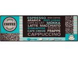 Küchenläufer ANDIAMO "Cafe Creme" Gr. 11, blau (türkis), B:50cm H:4mm L:150cm, Polyamid, Teppiche, Motiv Kaffee, mit Schriftzug, Größe 50x150 cm, Küche