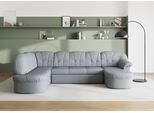 Wohnlandschaft DOMO COLLECTION "Pegnitz, zeitlos&modern, elegante Rückensteppung, Breite 292cm, U-Form", silber, B:292cm H:82cm T:180cm, 100% Polyester, Sofas, Wohnlandschaft, wahlweise mit Bettfunktion