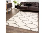 Hochflor-Teppich SANAT "Madrid", beige (creme), B:120cm H:30mm L:170cm, Kunstfaser, Teppiche, Wohnzimmer, Langflor, Shaggy Teppich