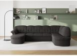 Wohnlandschaft DOMO COLLECTION "Pegnitz, zeitlos&modern, elegante Rückensteppung, Breite 292cm, U-Form", braun (espresso), B:292cm H:82cm T:180cm, 92% Polyester, 8% Nylon, Sofas, Wohnlandschaft, wahlweise mit Bettfunktion
