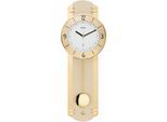 Funk-Pendelwanduhr AMS "F5293", grau (messingfarben), Wanduhren, B/H/L: 7cm x 60cm x 22cm, Quarzuhr,Holzgehäuse,Esszimmer,Wohnzimmer,Made in Germany
