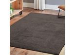 Teppich ANDIAMO "San Paolo", grau (anthrazit), B:130cm H:27mm L:190cm, Polyester, Teppiche, Teppich, Uni Farben, weiche Qualität, ideal im Wohnzimmer & Schlafzimmer