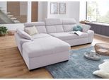 Ecksofa EXXPO - SOFA FASHION "Salerno, inkl. Arm-& Kopfteilverstellung, bequem, Breite 280cm, L-Form", silber, B:280cm H:77cm T:170cm, Sofas, Ecksofa, wahlweise mit Bettfunktion und Bettkasten, tolle Detailverarbeitung