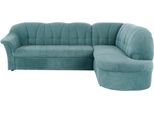 Ecksofa DOMO COLLECTION "Pegnitz, zeitlose und elegante Rückensteppung, Breite 246cm, L-Form", blau (petrol), B:246cm H:82cm T:180cm, 95% Polyester, 5% Nylon, Sofas, Ecksofa, wahlweise mit Bettfunktion