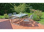 Garten-Essgruppe GARDEN PLEASURE "AVA", grau (grau, silber, braun, grau, grau), B:260cm H:84cm T:160cm, Aluminium, Glas, Kunststoff, Sitzmöbel-Sets, Garten-Essgruppe, mit hochwertigen Holzapplikationen