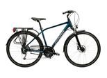 Trekkingrad KROSS "KROSS Trekkingrad Herren 28" Explorer 45.0 blau 24 Gänge" Gr. 43, blau, schwarz, Fahrräder, Herren, 43cm, 28 Zoll (71,12cm) hinten: 28 Zoll (71,12cm)