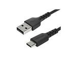 StarTech.com 1m USB-A auf USB-C Ladekabel - Dauerhaftes USB 2.0 auf USB Typ-C Datenübertragungs- und Schnellladekabel - Robuster TPE-Mantel Aramidfaser, M/M, 3A - Schwarz (RUSB2AC1MB)