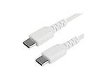StarTech.com 2m USB-C Ladekabel - Langlebiges USB 2.0 Typ C zu USB C Datenübertragungs-/Schnellladekabel - TPE Mantel Aramidfaser M/M 60W Weiß - Samsung S10 S20 iPad Pro MS Surface (RUSB2AC2MW)